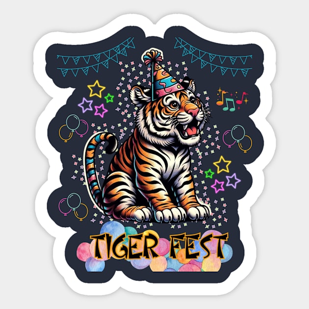 Funny Baby Tiger Art Sticker by mieeewoArt